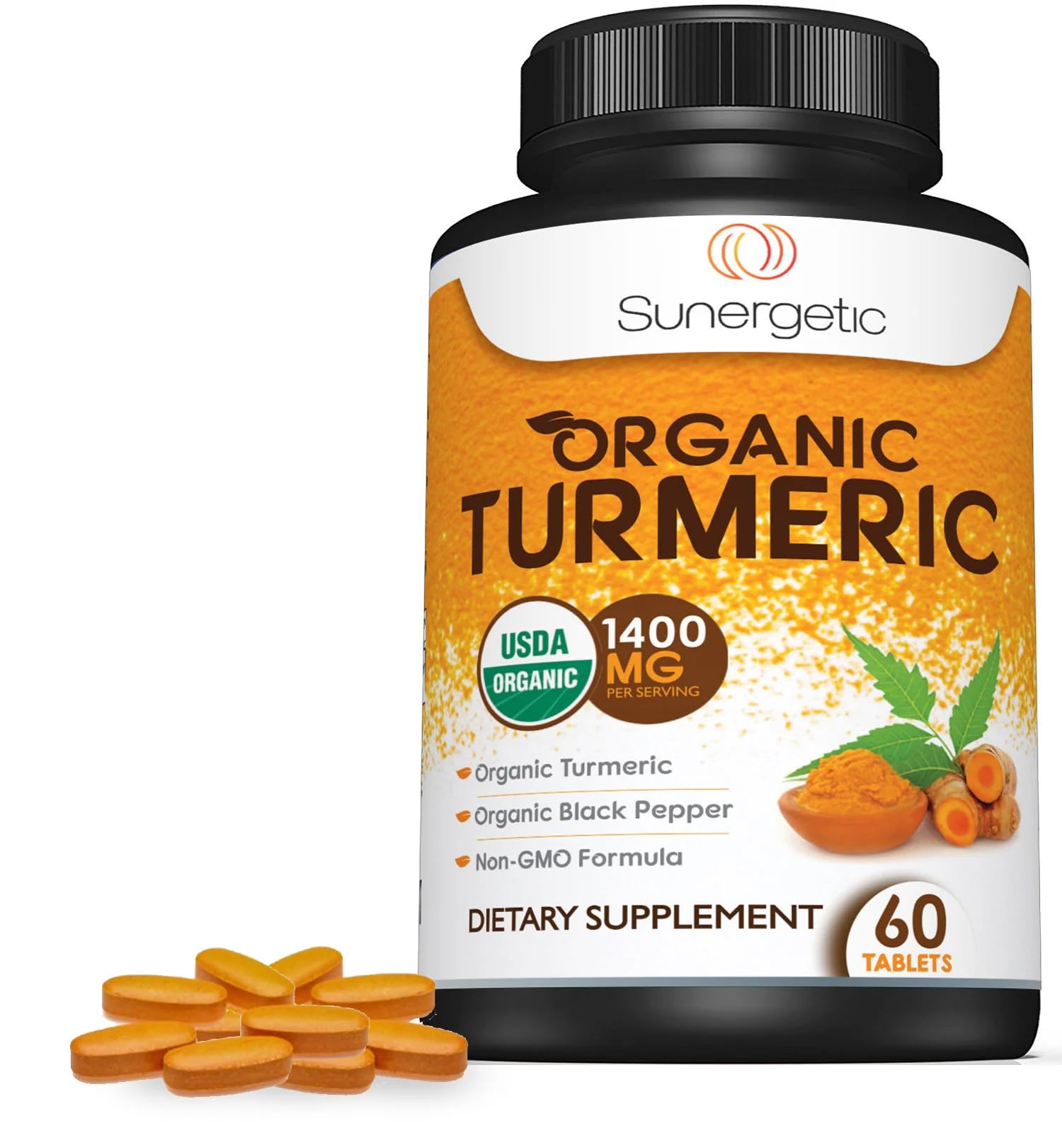 Foto 6 pulgar | Suplemento Sunergetic Usda De Cúrcuma Orgánica, 1400 Mg, 60 Tabletas - Venta Internacional.