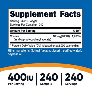 Foto 2 | Suplemento Nutricost De Vitamina E, 400 Ui, 240 Cápsulas De Gelatina Blanda - Venta Internacional.