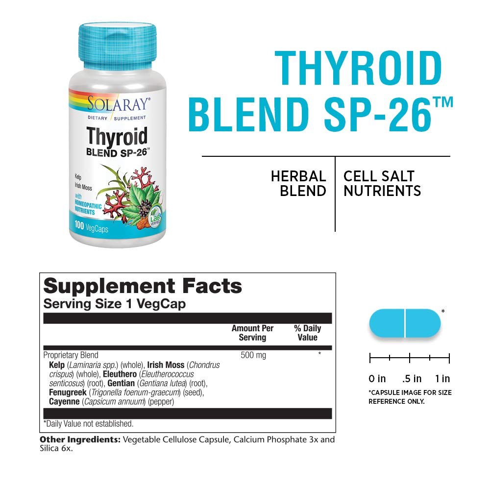 Foto 3 pulgar | Suplemento Solaray Thyroid Blend Sp-26 100 Cápsulas Vegetales - Venta Internacional.