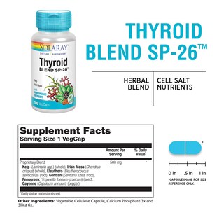Foto 2 | Suplemento Solaray Thyroid Blend Sp-26 100 Cápsulas Vegetales - Venta Internacional.