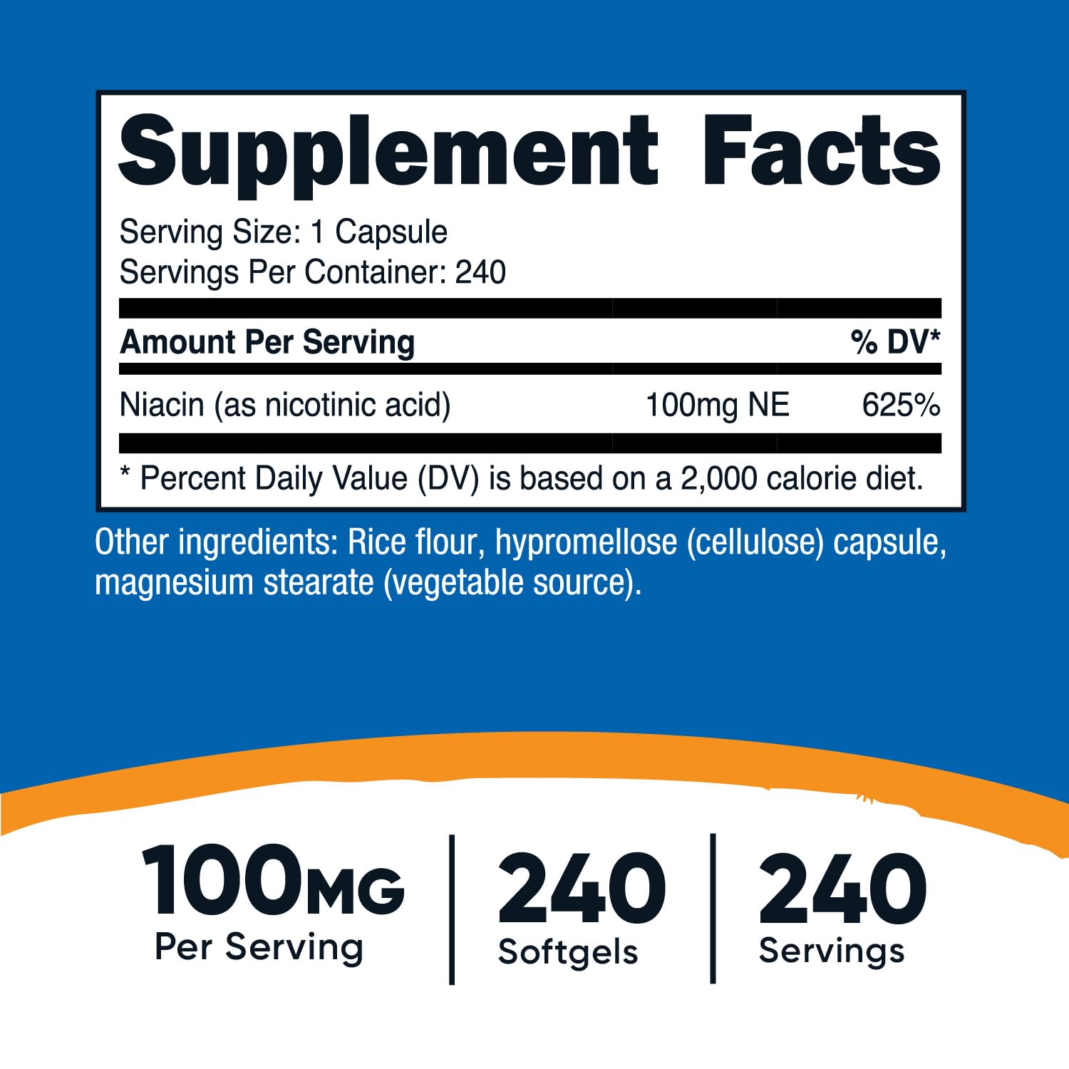 Foto 3 pulgar | Suplemento Nutricost De Niacina (vitamina B3) 100 Mg 240 Cápsulas - Venta Internacional.