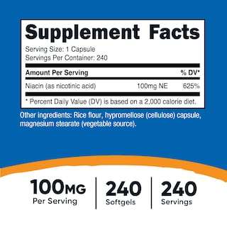 Foto 2 | Suplemento Nutricost De Niacina (vitamina B3) 100 Mg 240 Cápsulas - Venta Internacional.