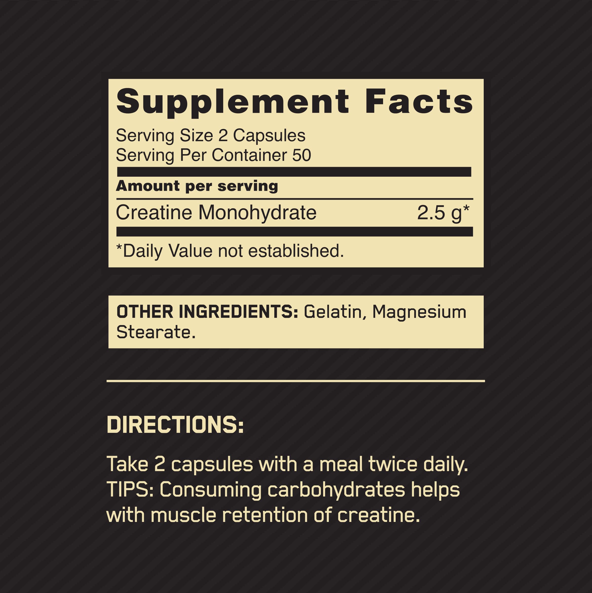 Foto 3 pulgar | Suplemento Optimum Nutrition, Creatina Micronizada, 2500 Mg, 100 Cápsulas - Venta Internacional.