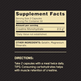 Foto 2 | Suplemento Optimum Nutrition, Creatina Micronizada, 2500 Mg, 100 Cápsulas - Venta Internacional.