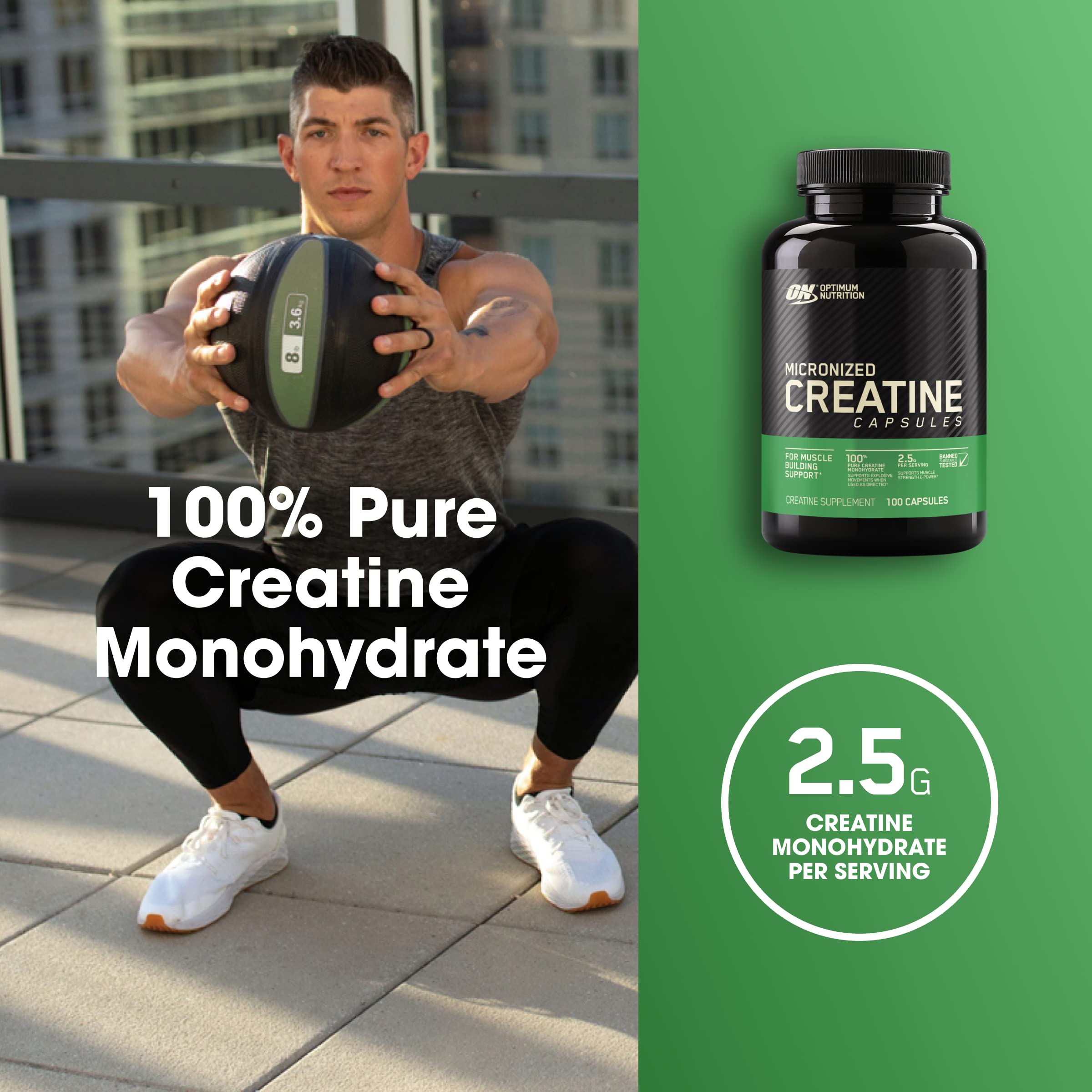 Foto 4 pulgar | Suplemento Optimum Nutrition, Creatina Micronizada, 2500 Mg, 100 Cápsulas - Venta Internacional.