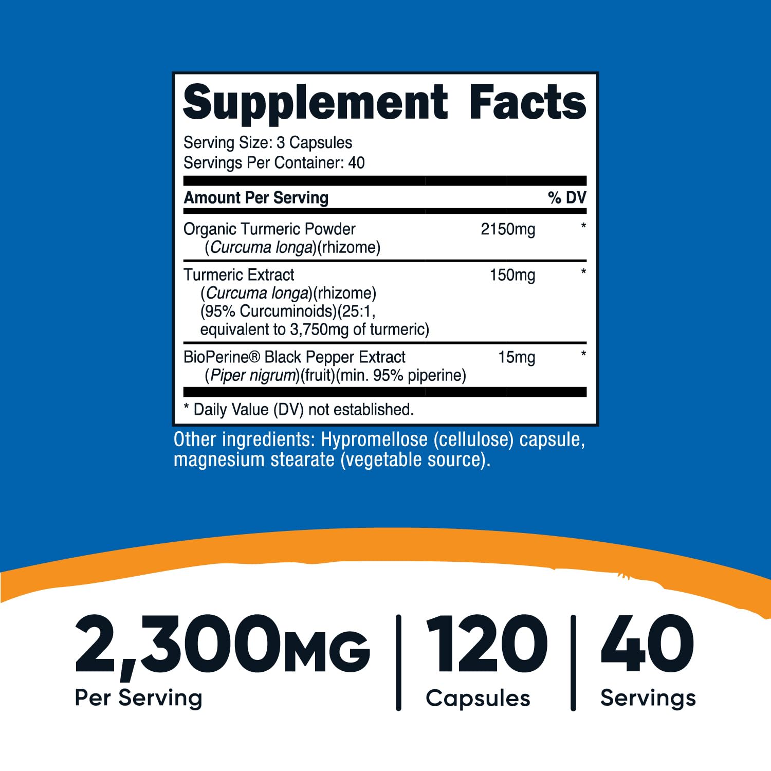 Foto 3 pulgar | Suplemento Nutricost, Cúrcuma Y Curcumina, 2300 Mg, 120 Cápsulas - Venta Internacional.