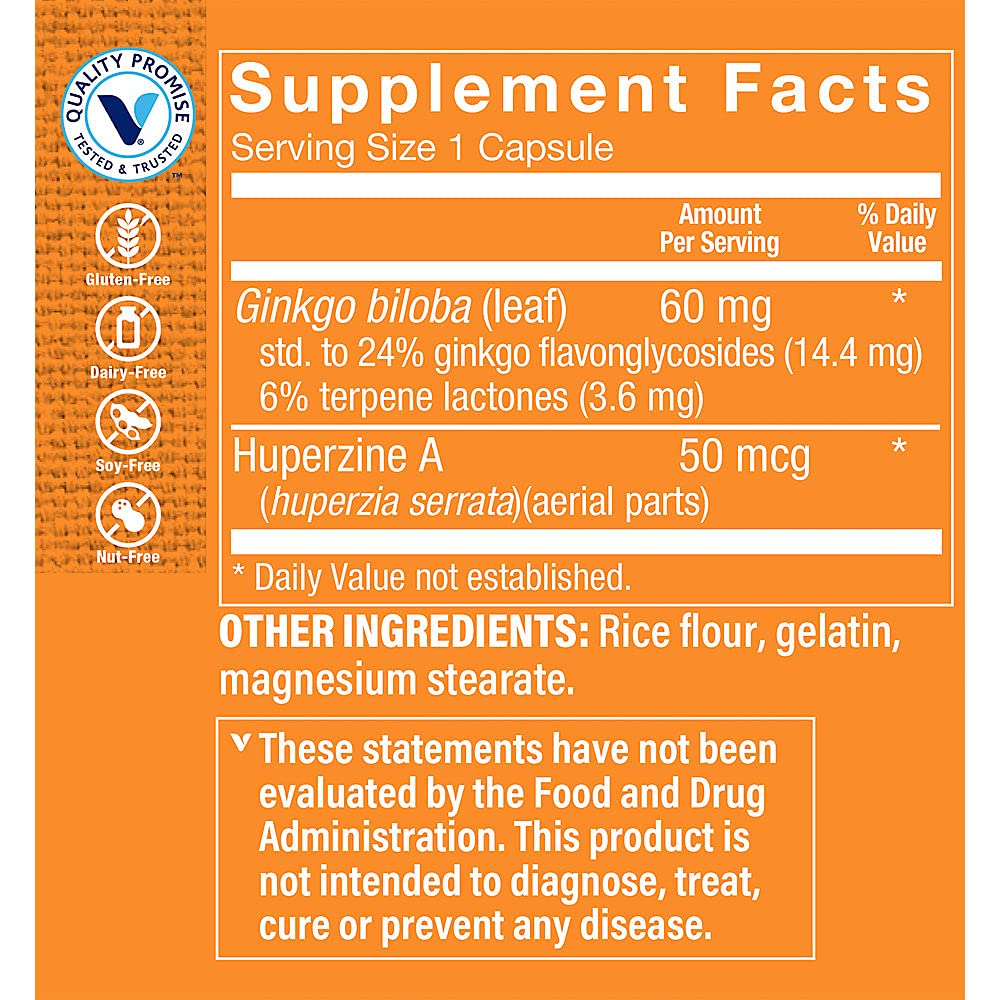 Foto 4 pulgar | Complemente La Huperzina A De Vitamin Shoppe Con Ginkgo Biloba - Venta Internacional.