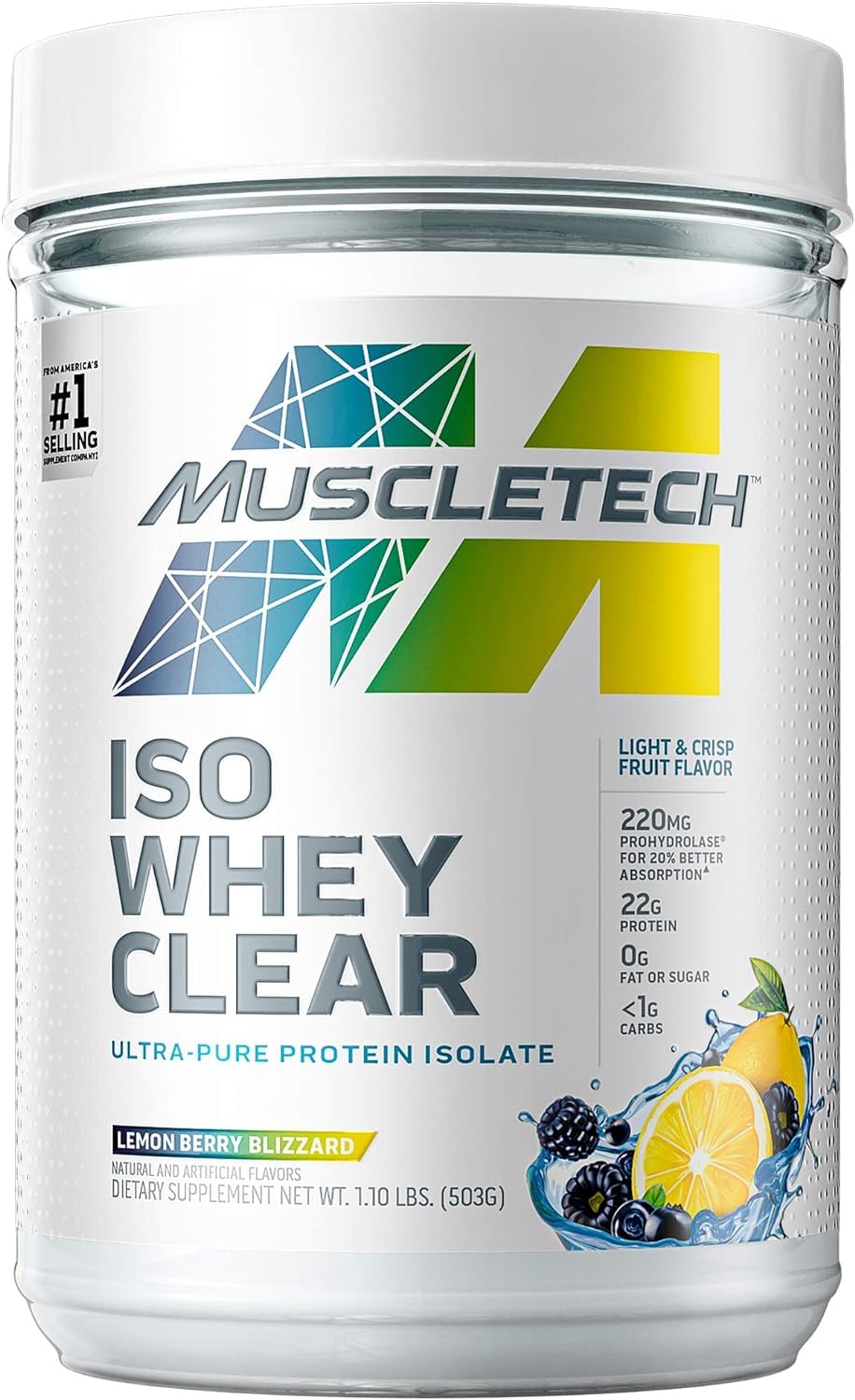 Foto 2 pulgar | Proteína En Polvo Muscletech Clear Whey Isolate, 500 G, Limón Y Bayas - Venta Internacional.