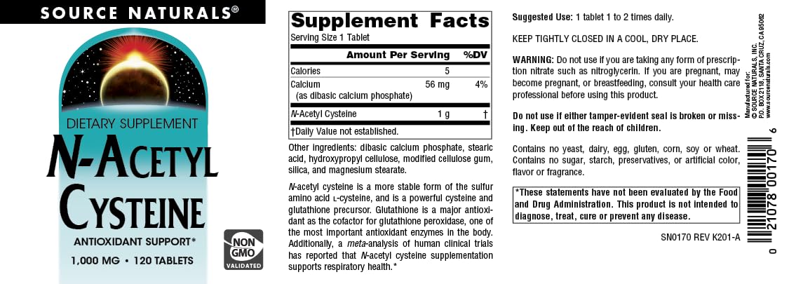 Foto 5 pulgar | Suplemento Dietético Source Naturals N-acetil Cisteína 1000 Mg - Venta Internacional.