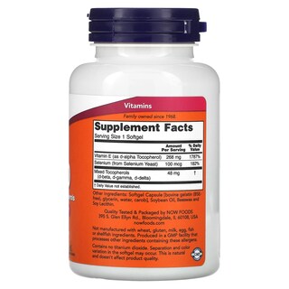 Foto 2 | Suplemento Now Foods E-400 D-alpha Con Mezcla De Tocoferoles, 100 Cápsulas Blandas - Venta Internacional.