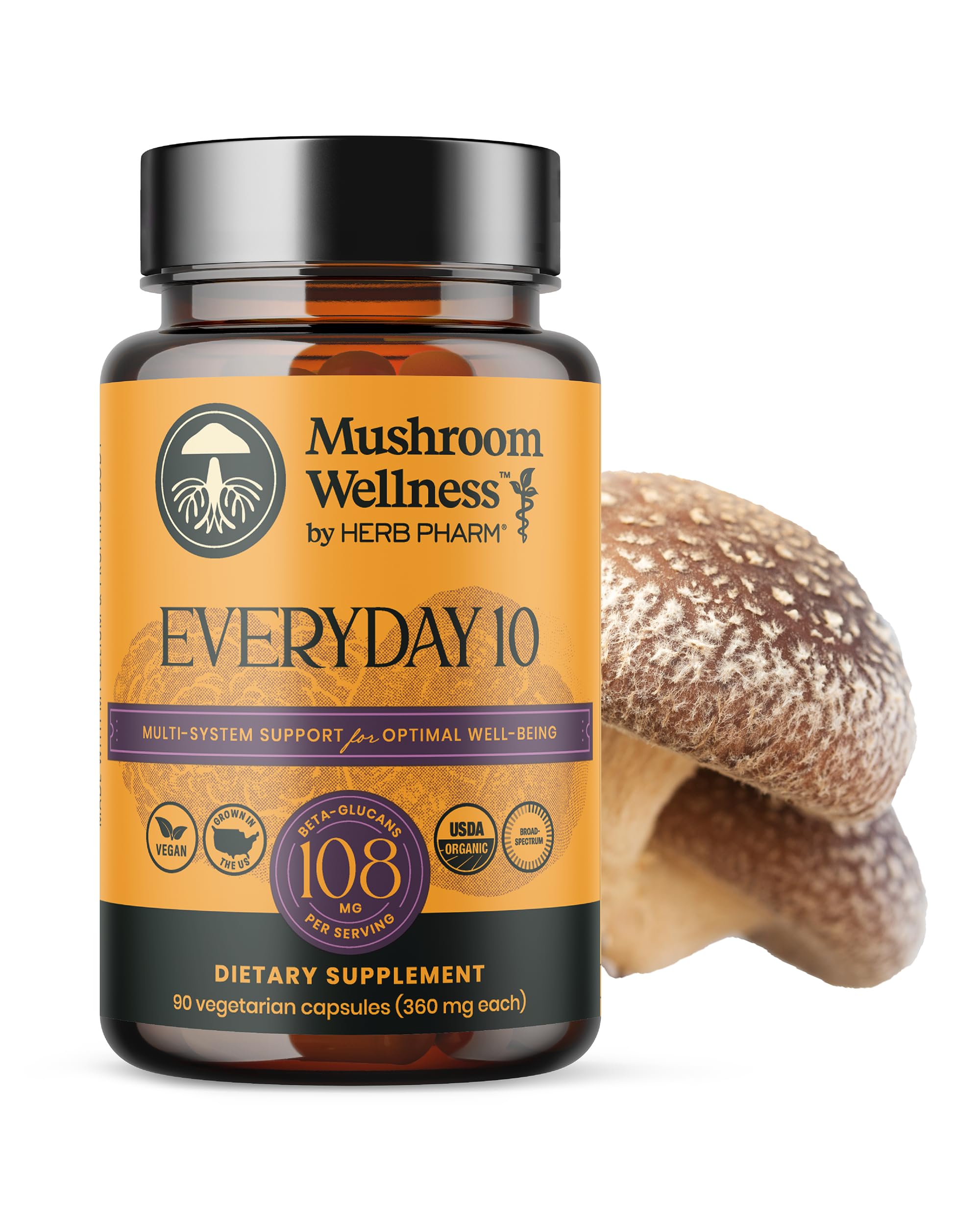 Suplemento Herb Pharm Mushroom Wellness Everyday 10 90 Cápsulas - Venta Internacional.