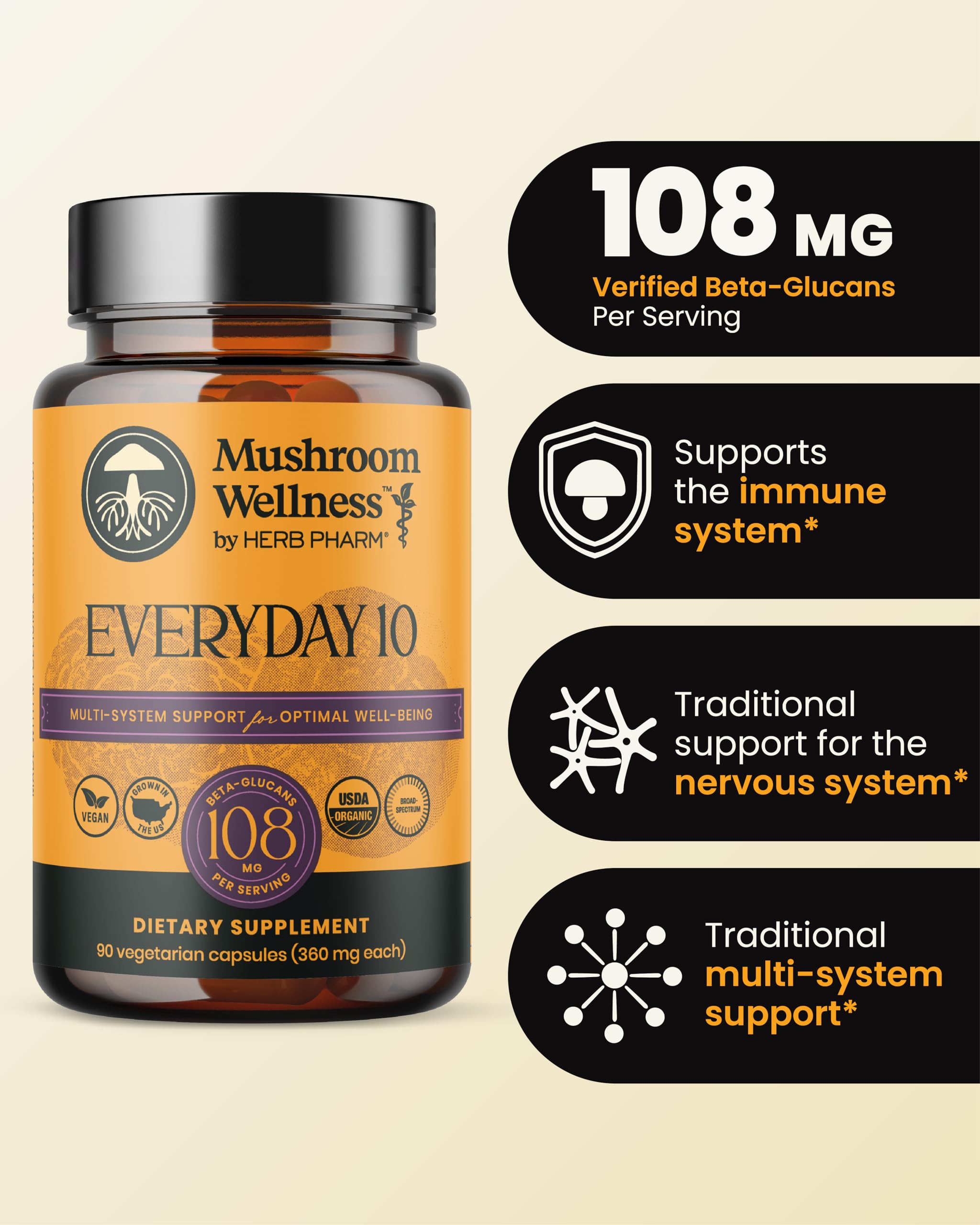 Foto 3 pulgar | Suplemento Herb Pharm Mushroom Wellness Everyday 10 90 Cápsulas - Venta Internacional.