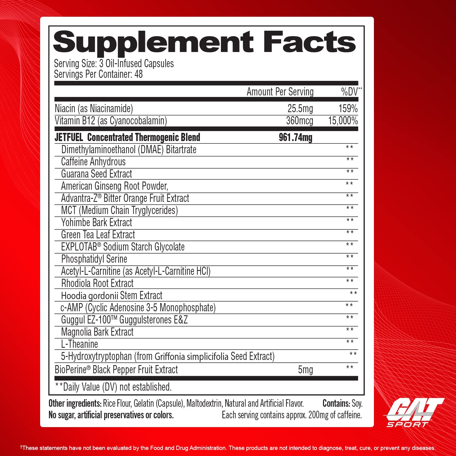 Foto 3 pulgar | Suplemento Para Bajar De Peso Gat Sport Jetfuel Original 144 Cápsulas - Venta Internacional.