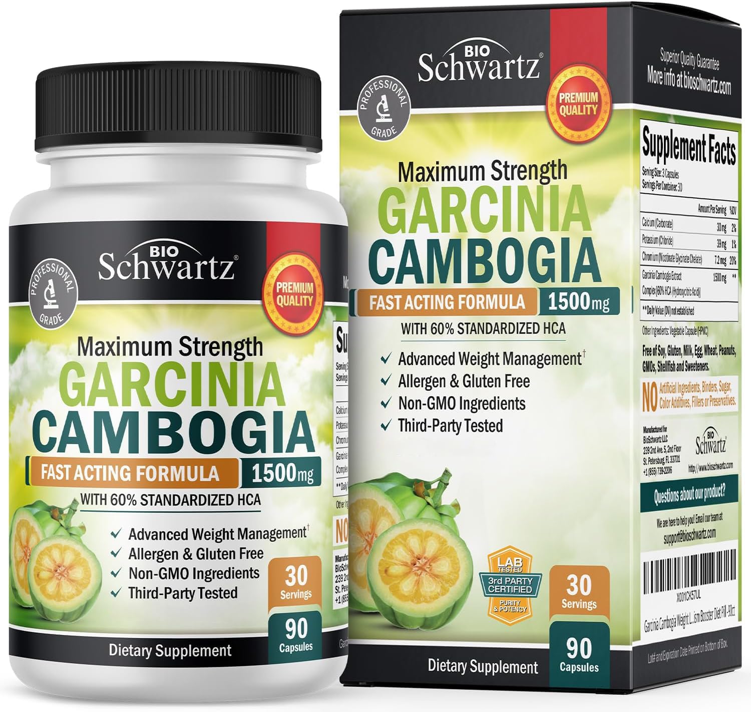 Foto 2 pulgar | Píldoras Para Bajar De Peso Bioschwartz Garcinia Cambogia 1500 Mg Hca - Venta Internacional.