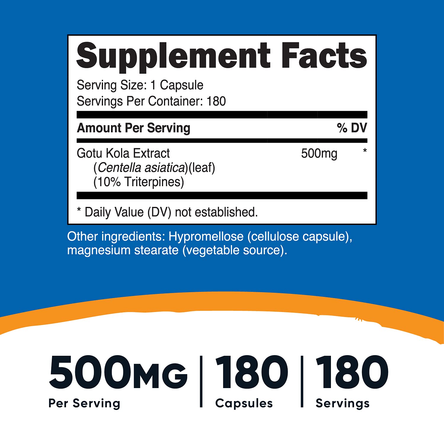 Foto 3 pulgar | Suplemento Nutricost Gotu Kola 500 Mg 180 Cápsulas - Venta Internacional.
