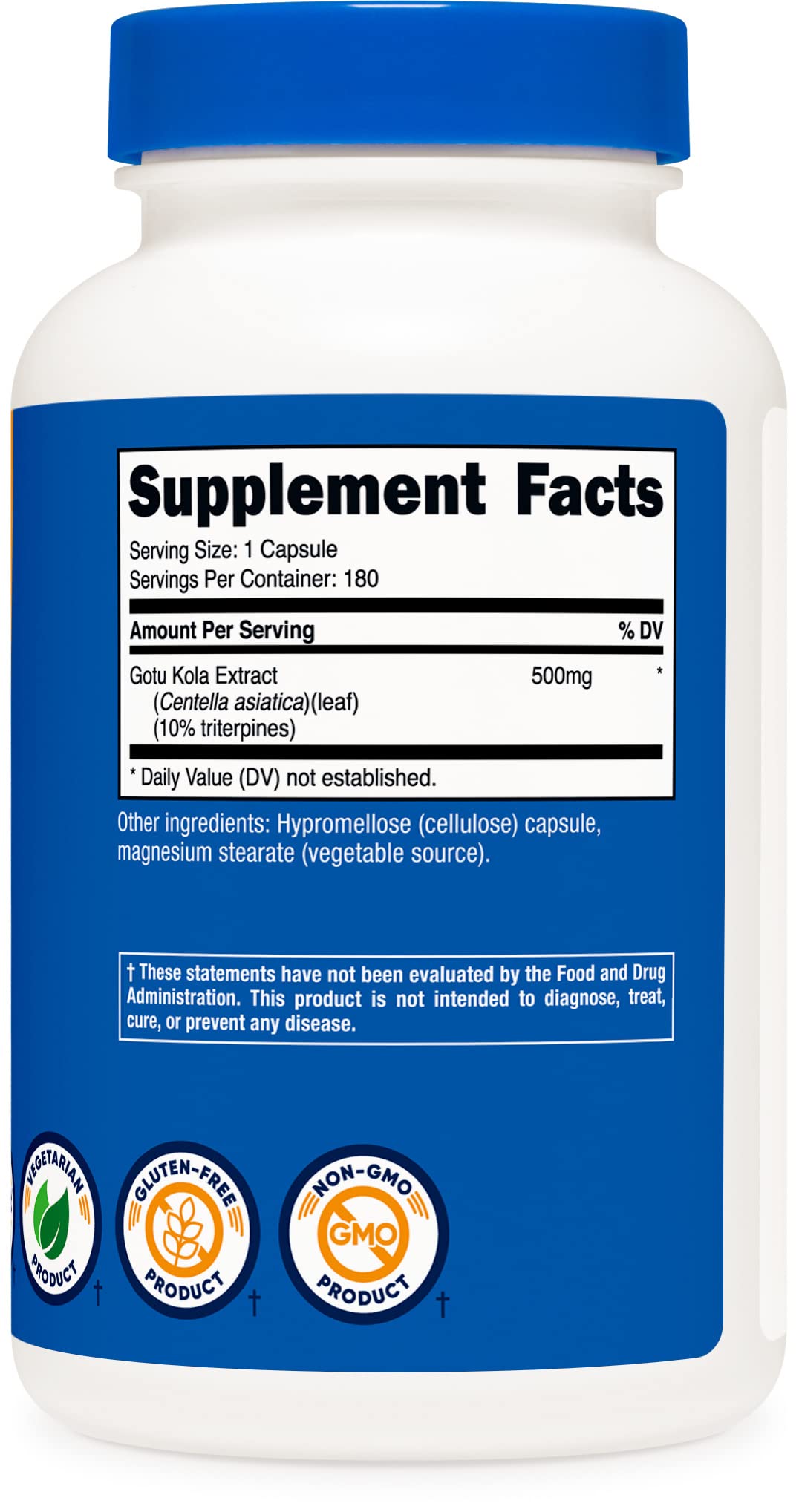 Foto 7 pulgar | Suplemento Nutricost Gotu Kola 500 Mg 180 Cápsulas - Venta Internacional.