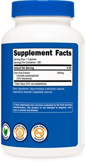 Foto 6 | Suplemento Nutricost Gotu Kola 500 Mg 180 Cápsulas - Venta Internacional.
