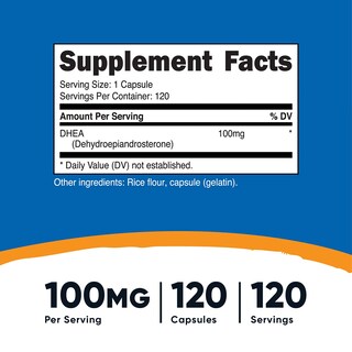 Foto 2 | Suplemento Nutricost Dhea 100 Mg 120 Cápsulas Sin Gluten - Venta Internacional.