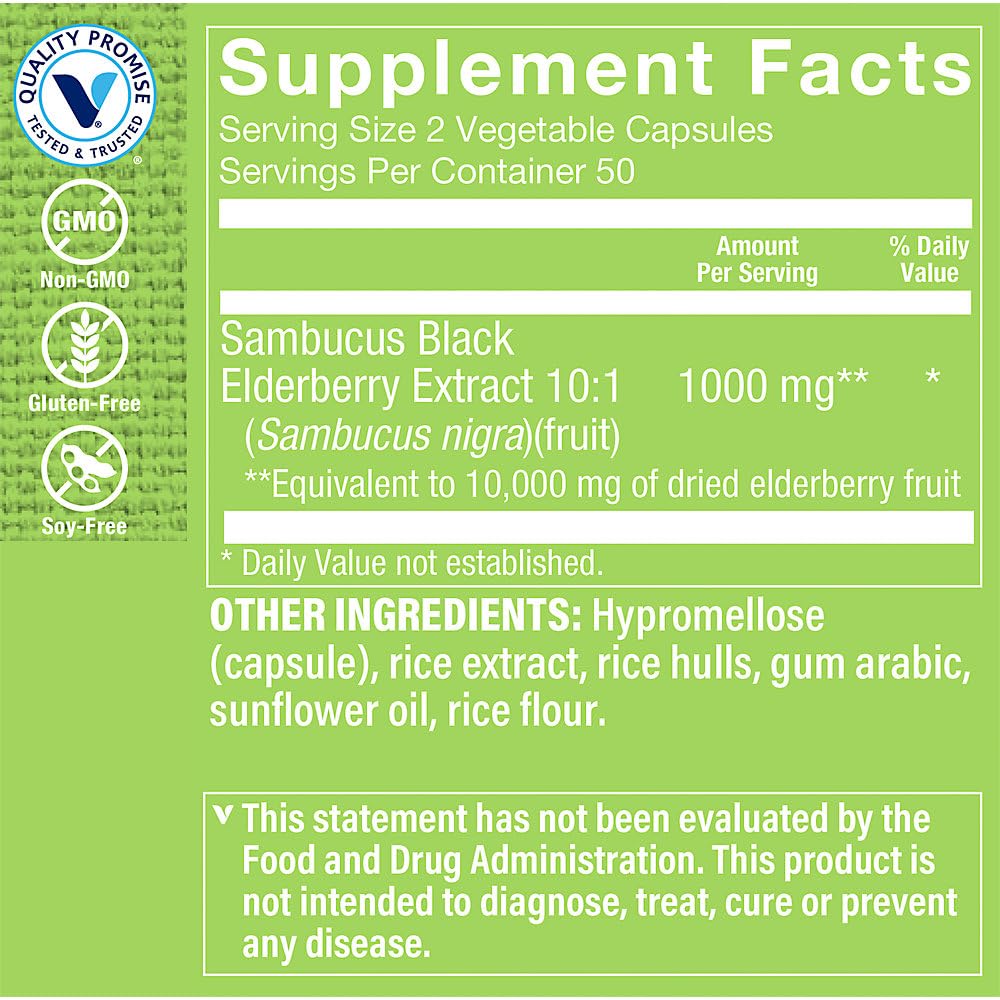Foto 4 pulgar | Suplemento De Extracto De Saúco Negro De Sambucus The Vitamin Shoppe, 1000 Mg, 100 Cápsulas - Venta Internacional.