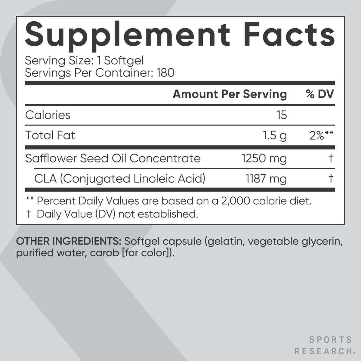Foto 6 | Suplemento Sports Research Cla 1250 Mg Con 180 Cápsulas Blandas De Cla Activo - Venta Internacional.