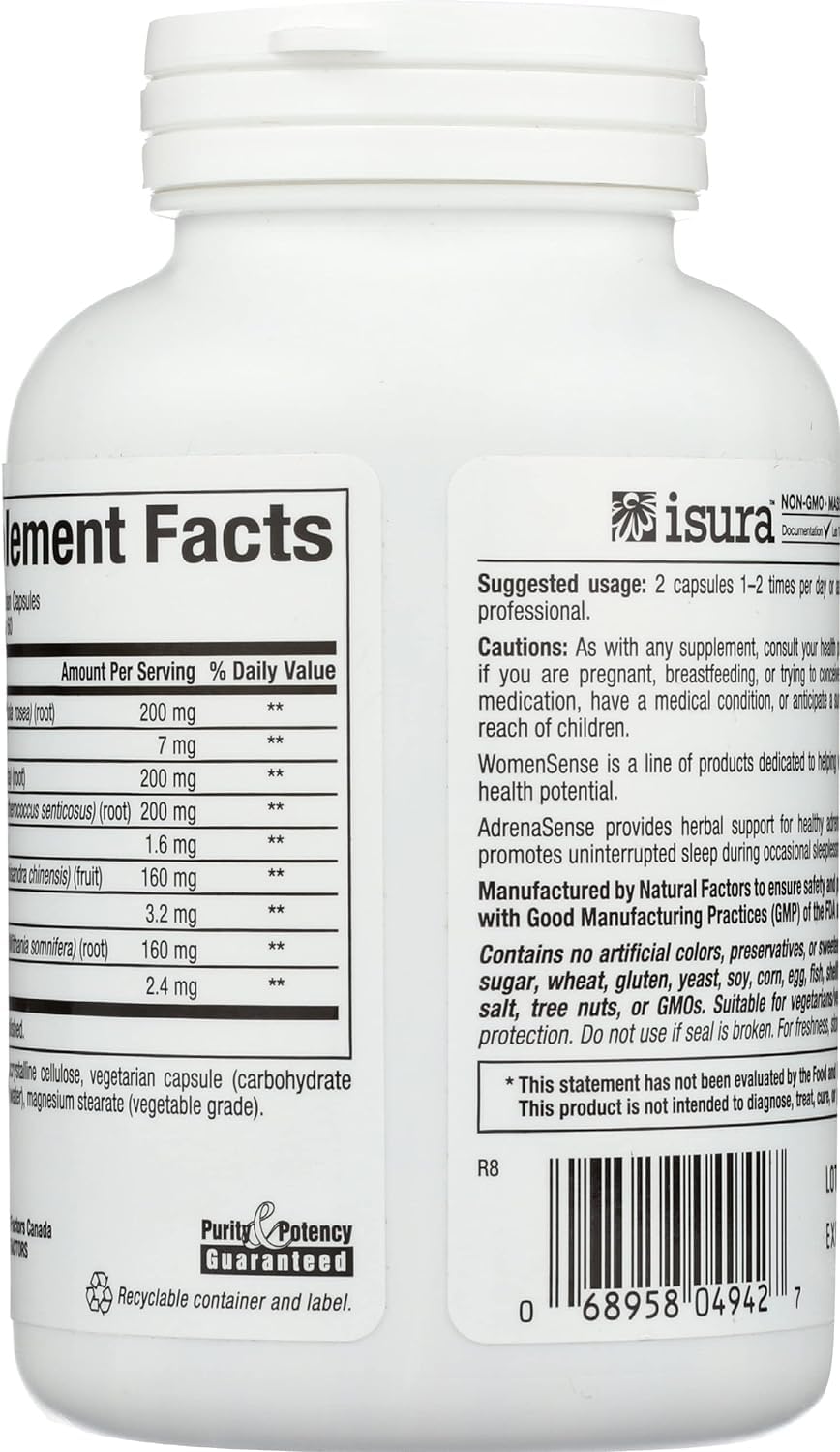 Foto 5 pulgar | Suplemento Herbal Natural Factors Adrenasense 120 Cápsulas - Venta Internacional.
