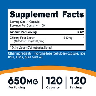Foto 2 | Suplemento Nutricost Raíz De Achicoria 650 Mg 120 Cápsulas - Venta Internacional.