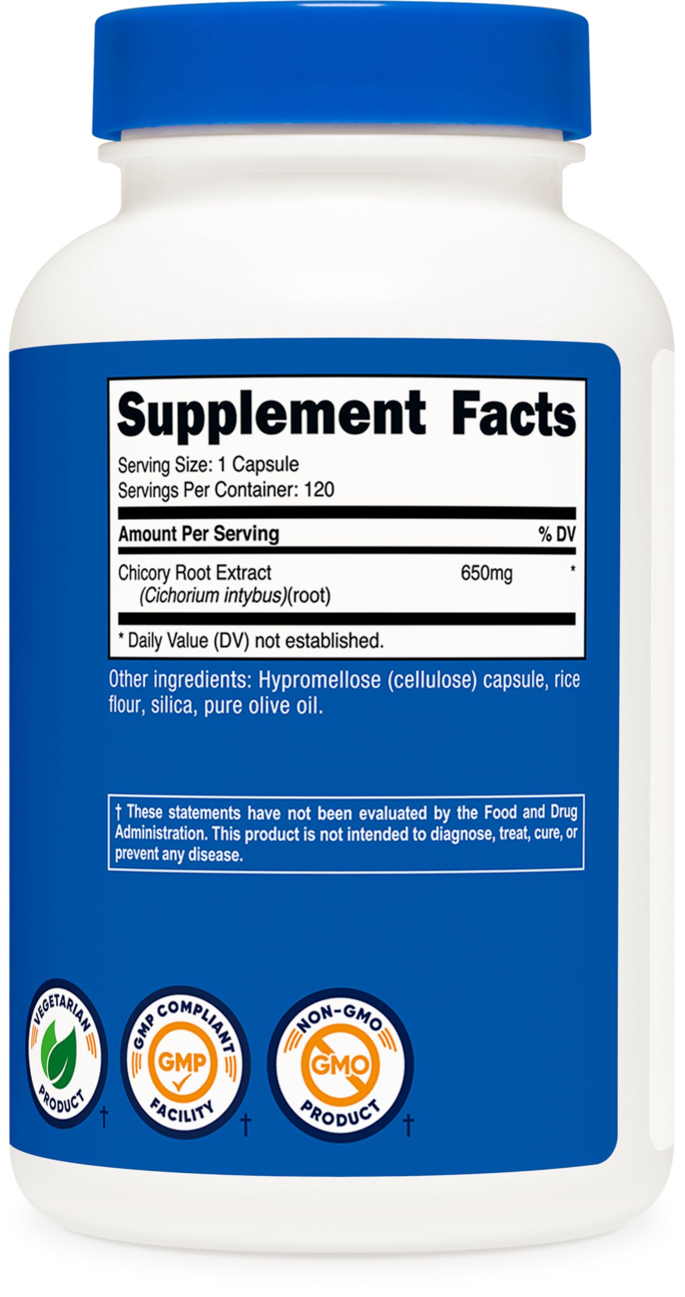 Foto 6 pulgar | Suplemento Nutricost Raíz De Achicoria 650 Mg 120 Cápsulas - Venta Internacional.