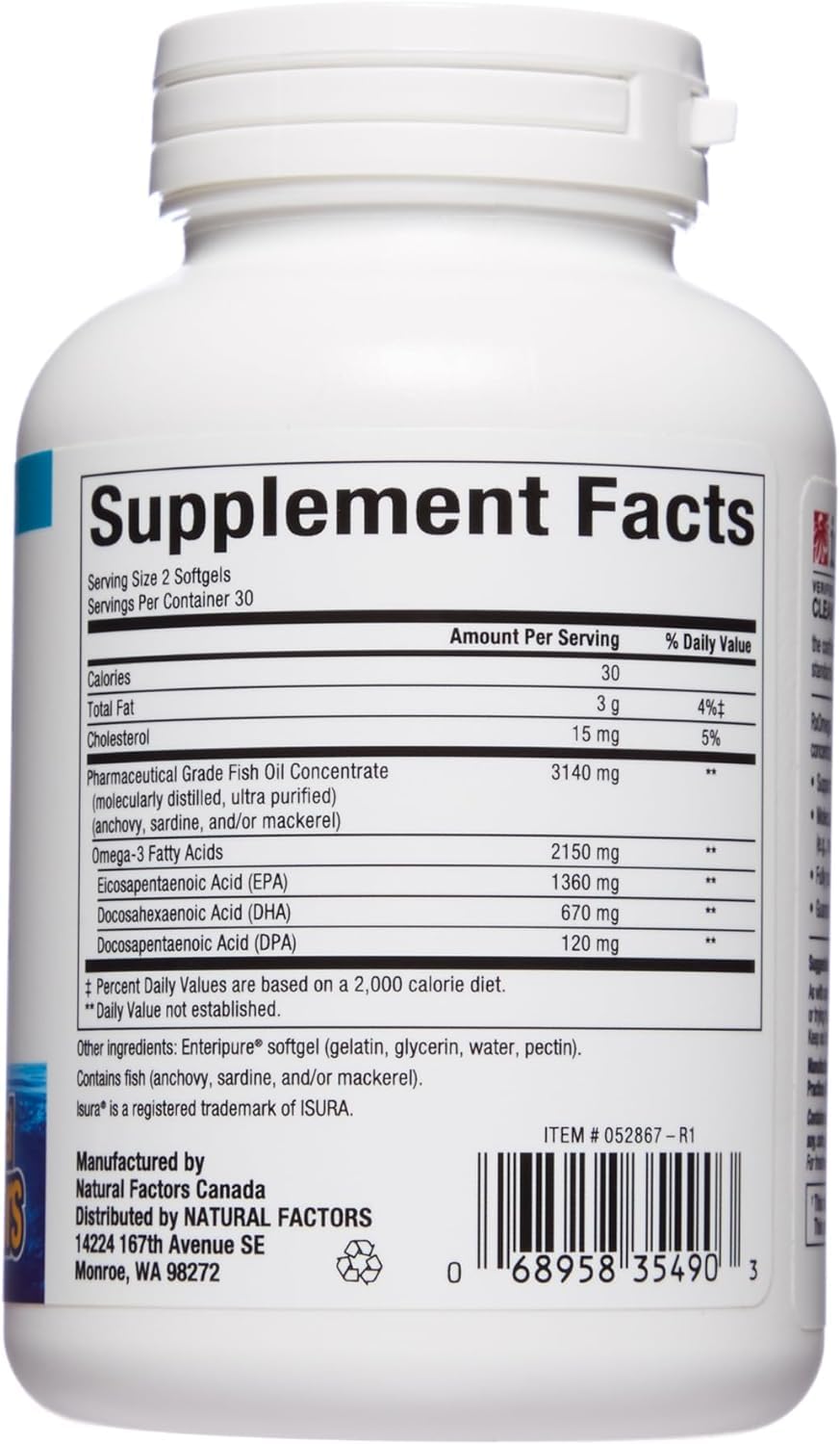 Foto 3 pulgar | Aceite De Pescado Natural Factors Rxomega-3 Ultra Strength 60 Cápsulas Blandas - Venta Internacional.