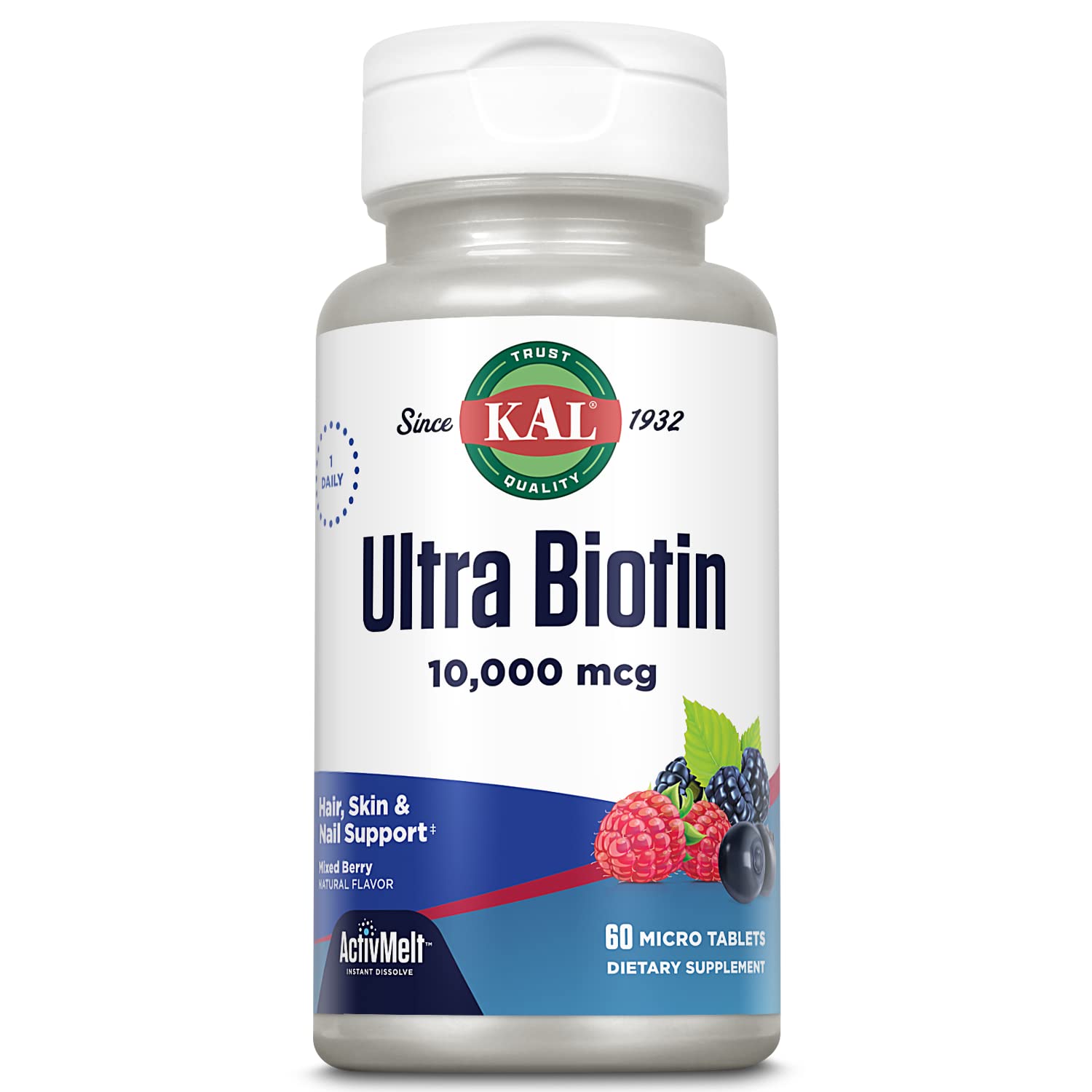 Foto 2 pulgar | Suplemento Kal Ultra Biotina, 10000 Mcg, Activmelt, 60 Tabletas - Venta Internacional.