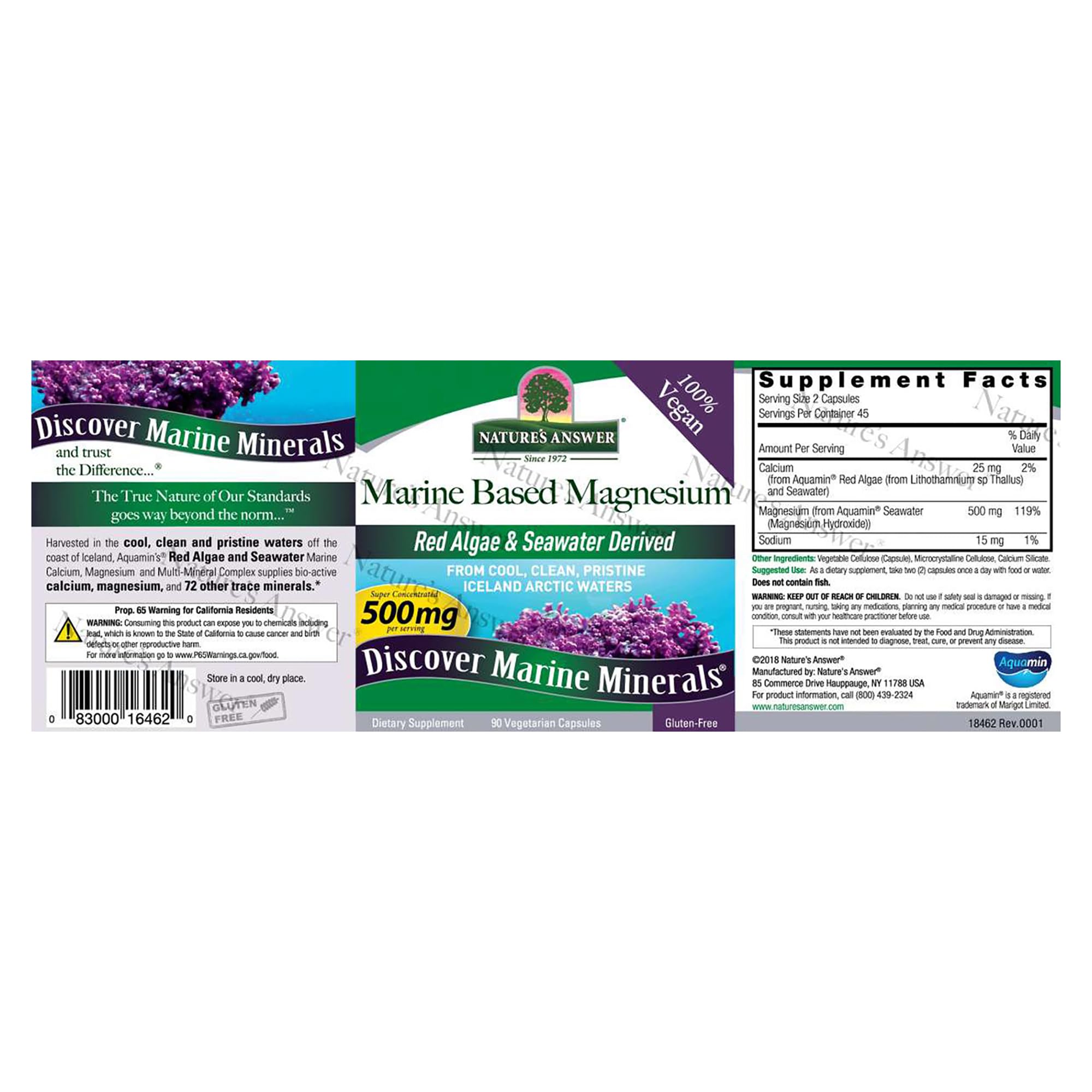 Foto 3 pulgar | Suplemento De 500 Mg De Magnesio De Base Marina De Nature's Answer - Venta Internacional.