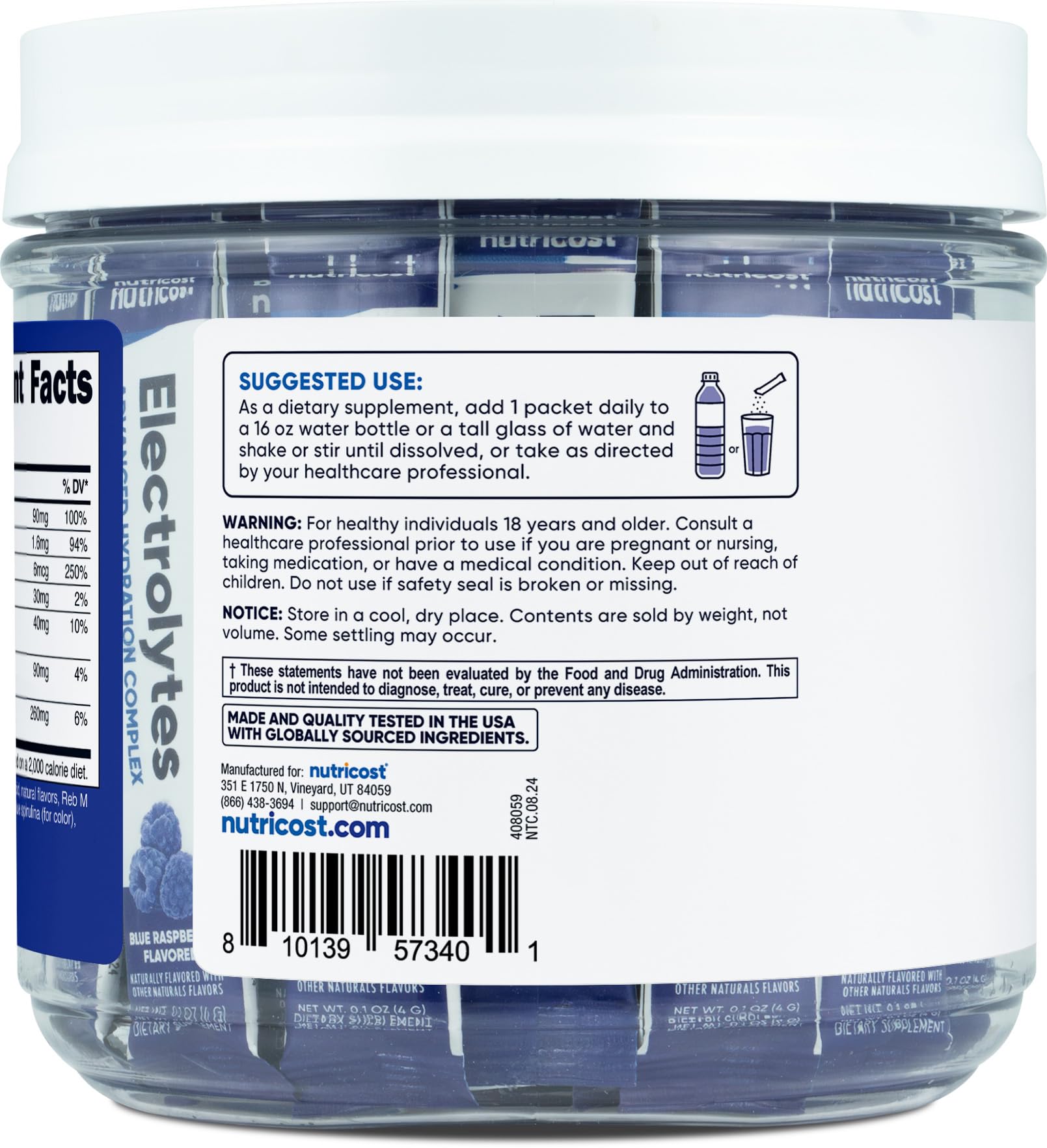 Foto 5 pulgar | Complejo De Electrolitos Nutricost, Hidratación Avanzada, 40 X 30 Ml - Venta Internacional.