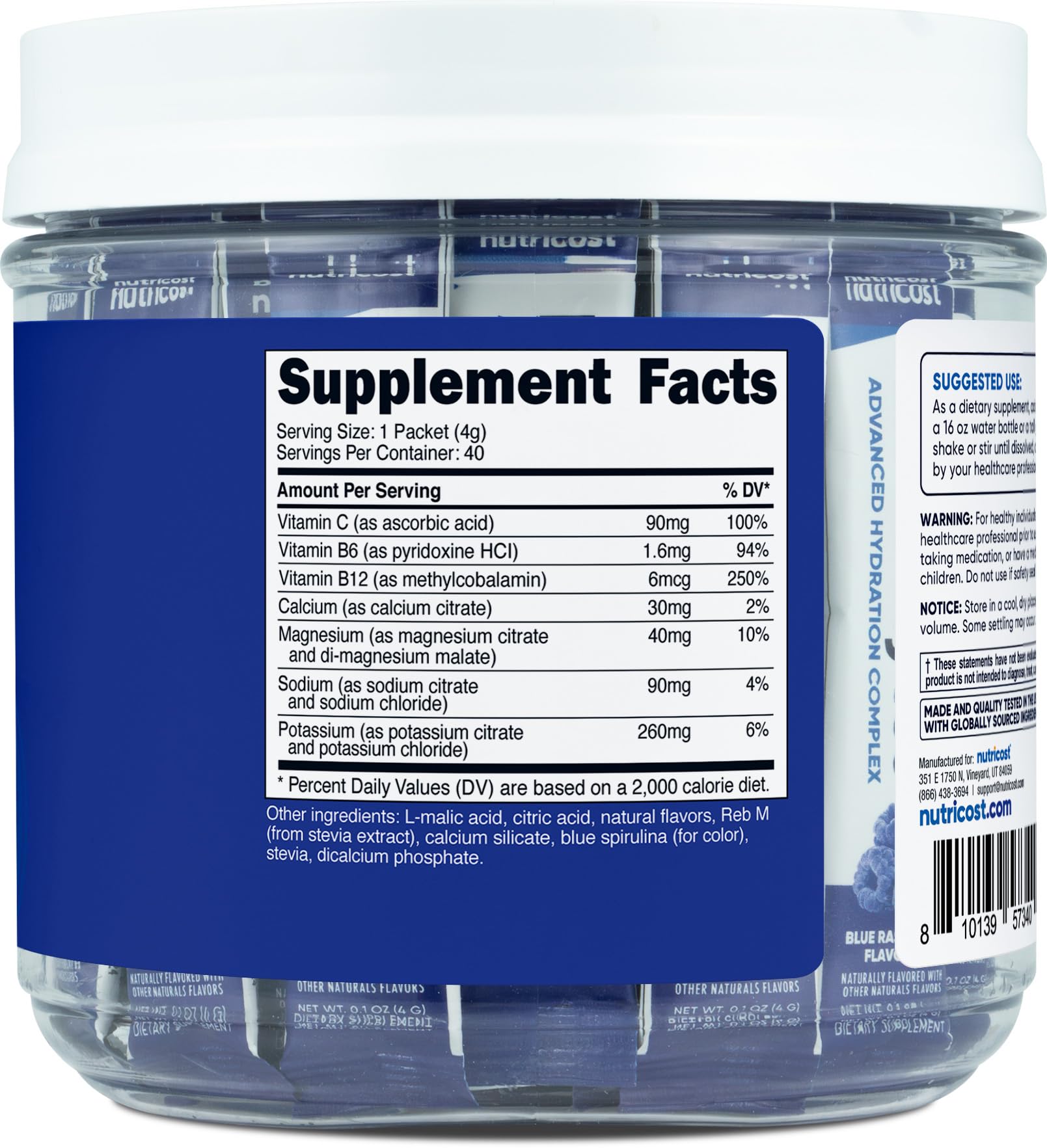 Foto 6 pulgar | Complejo De Electrolitos Nutricost, Hidratación Avanzada, 40 X 30 Ml - Venta Internacional.