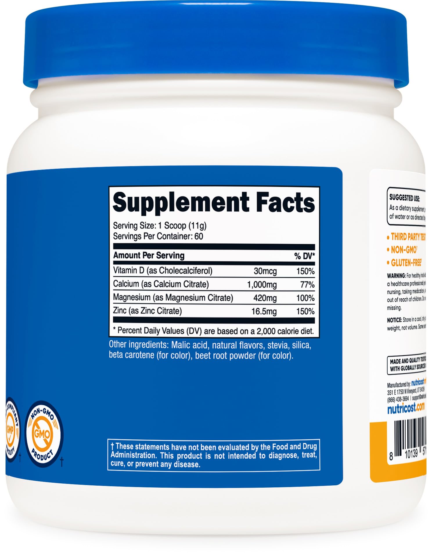Foto 6 pulgar | Suplemento Nutricost De Calcio, Magnesio Y Zinc Con Vitamina D3 - Venta Internacional.