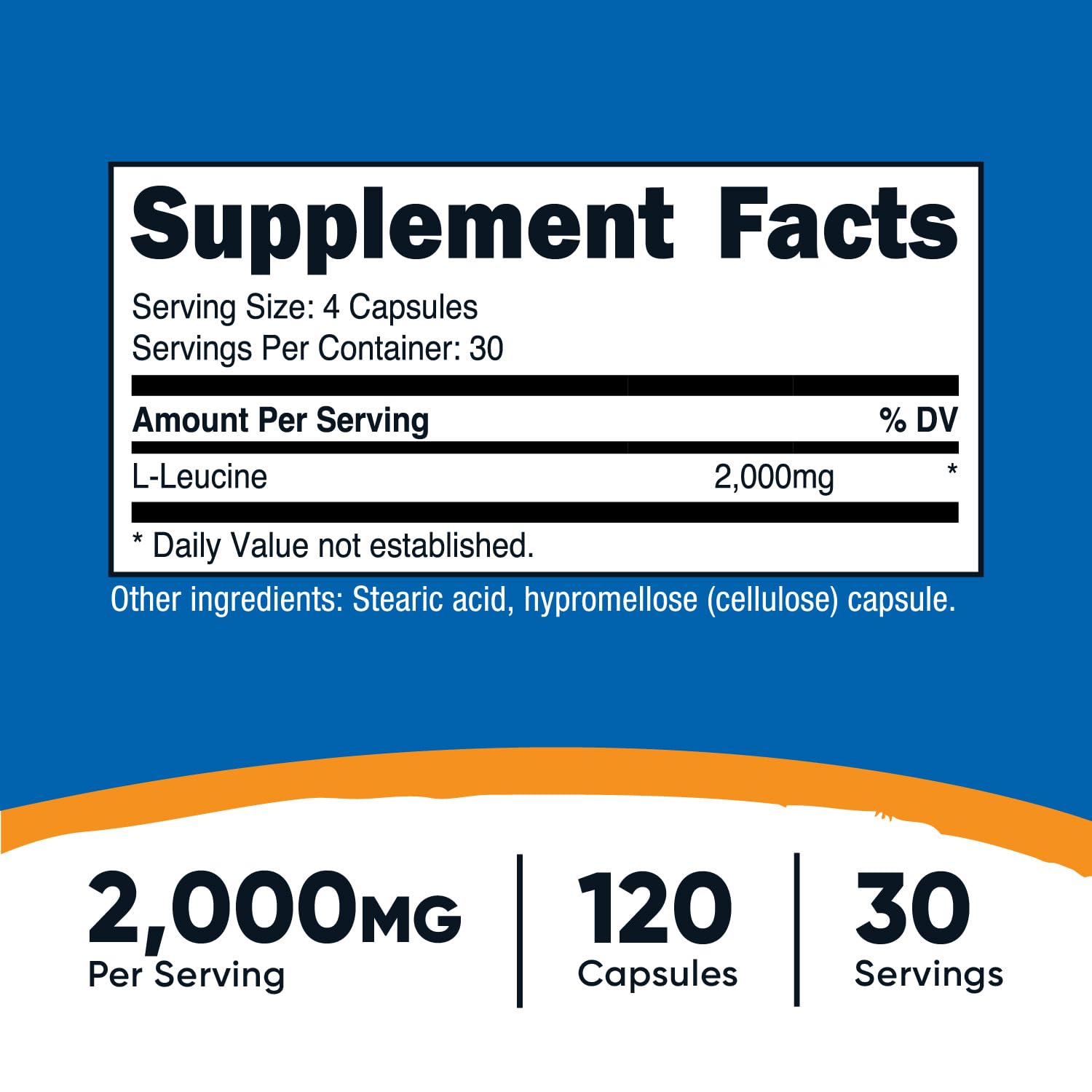 Foto 3 pulgar | Suplemento Nutricost L-leucina 2000 Mg 120 Cápsulas - Venta Internacional.