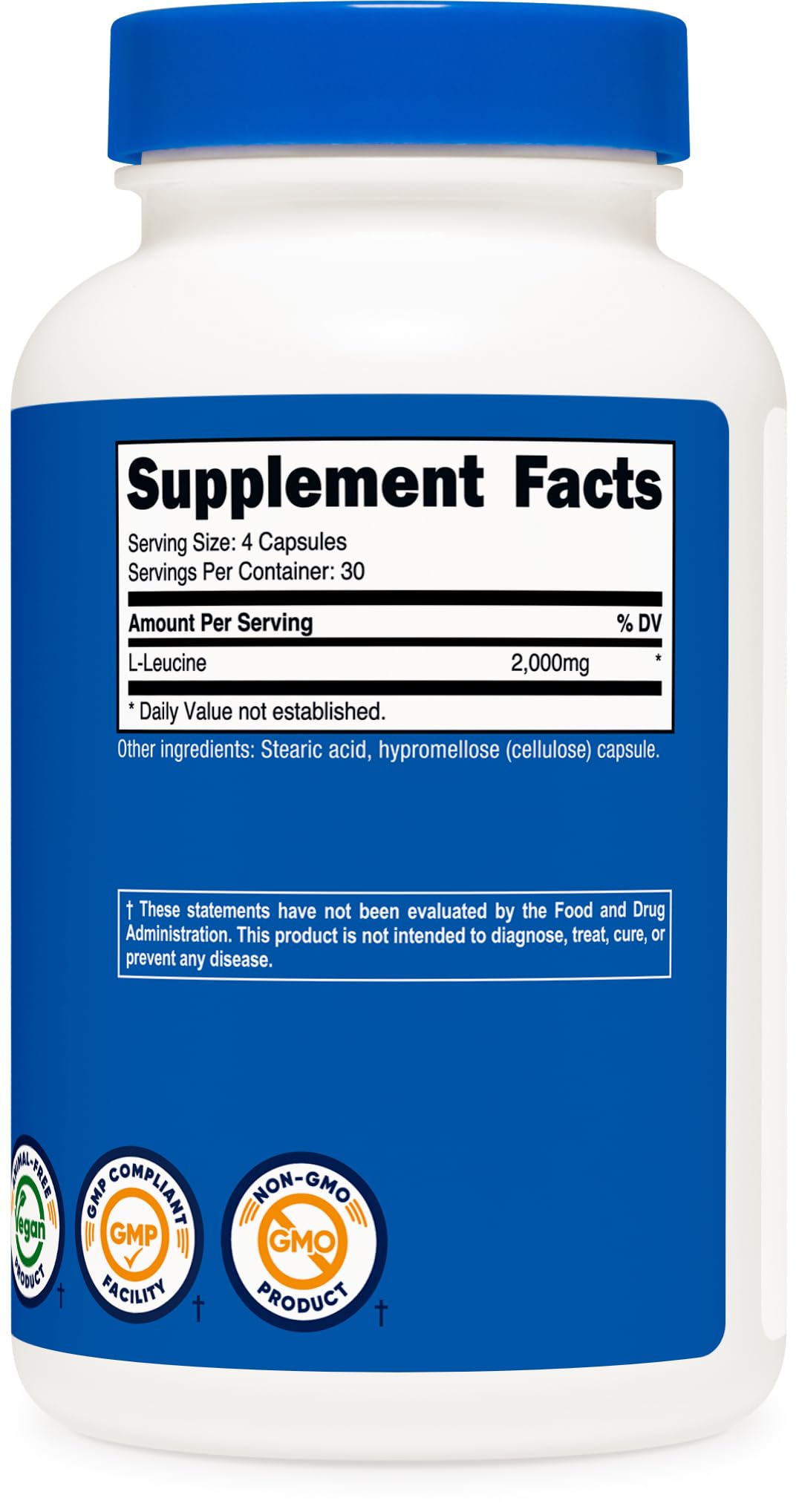 Foto 6 pulgar | Suplemento Nutricost L-leucina 2000 Mg 120 Cápsulas - Venta Internacional.