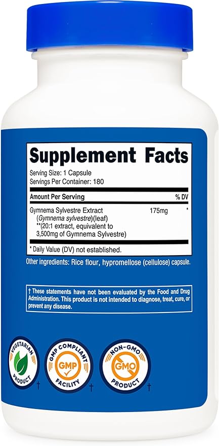 Foto 4 pulgar | Nutricost Gymnema Sylvestre 3500 Mg 180 Cápsulas | Apoyo Al Control De Glucosa