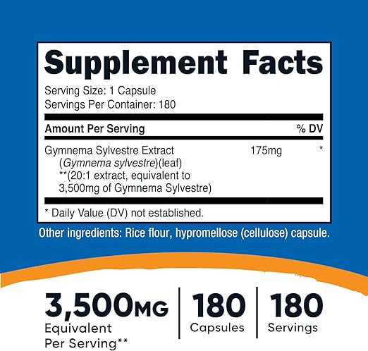 Foto 5 pulgar | Nutricost Gymnema Sylvestre 3500 Mg 180 Cápsulas | Apoyo Al Control De Glucosa