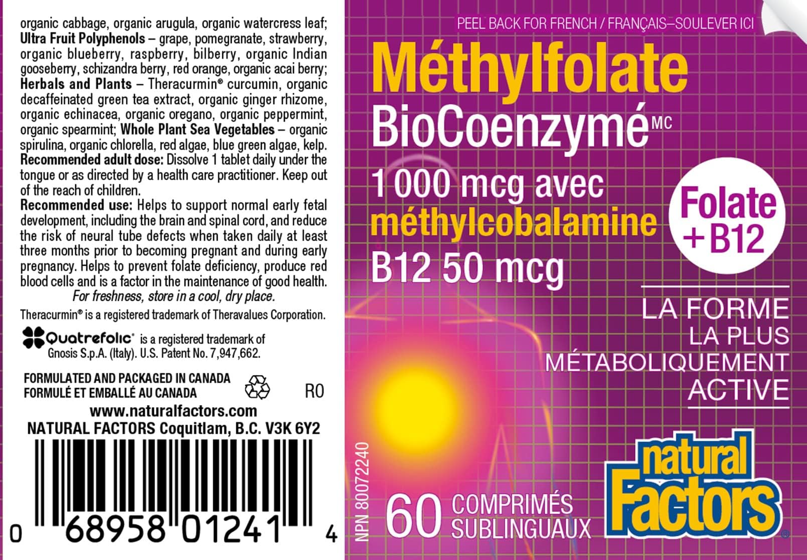 Foto 5 pulgar | Suplemento De Metilfolato Biocoenzimático De Natural Factors 1000 Mcg - Venta Internacional.