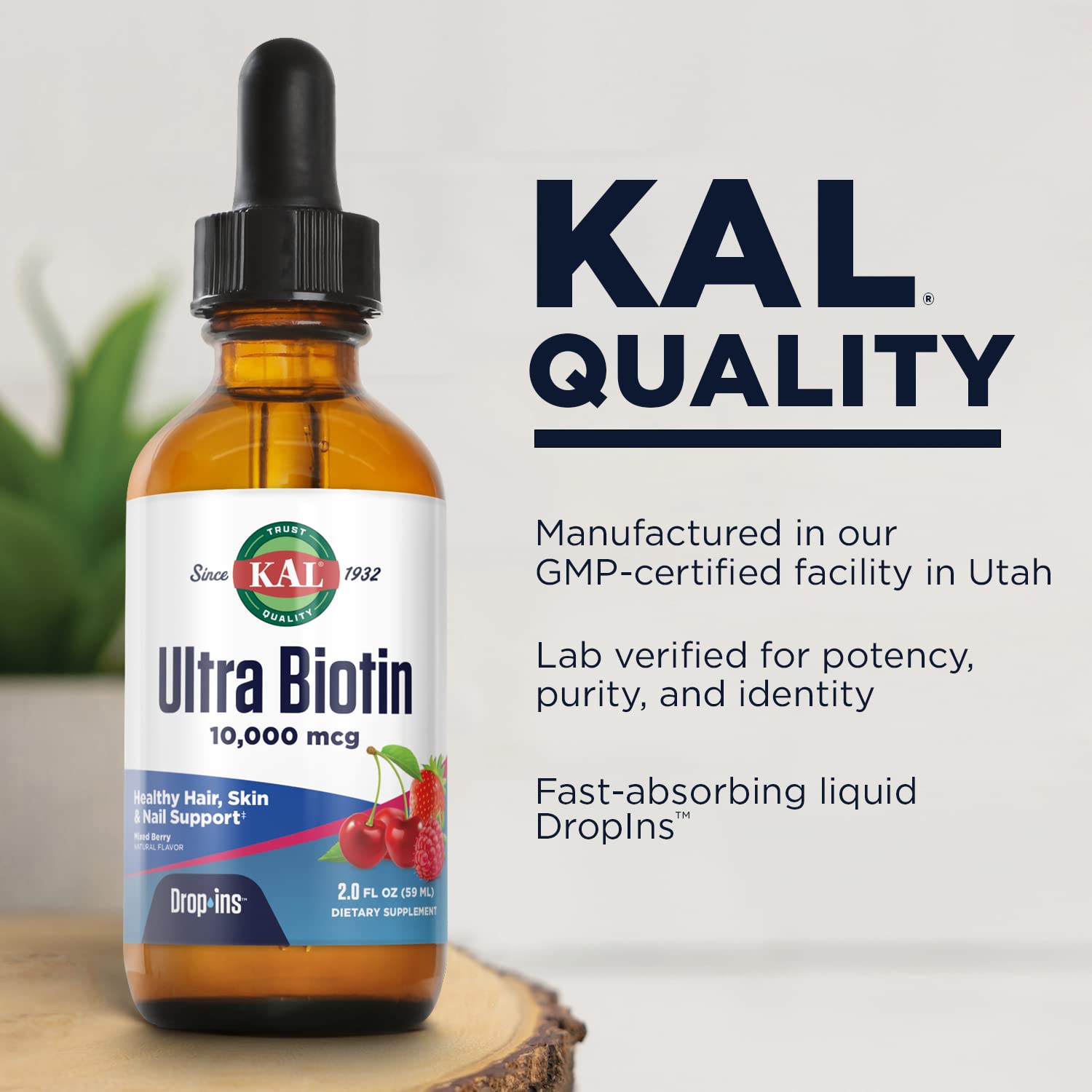 Foto 5 pulgar | Suplemento Kal Ultra Biotina, 10000 Mcg, Líquido, 59 Porciones, 60 Ml - Venta Internacional.