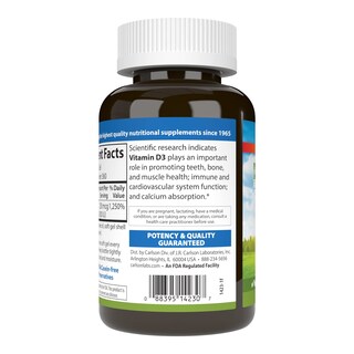 Foto 3 | Suplemento De Vitamina D3 De Carlson, 10.000 Ui (250 Mcg), 360 Cápsulas Blandas - Venta Internacional.