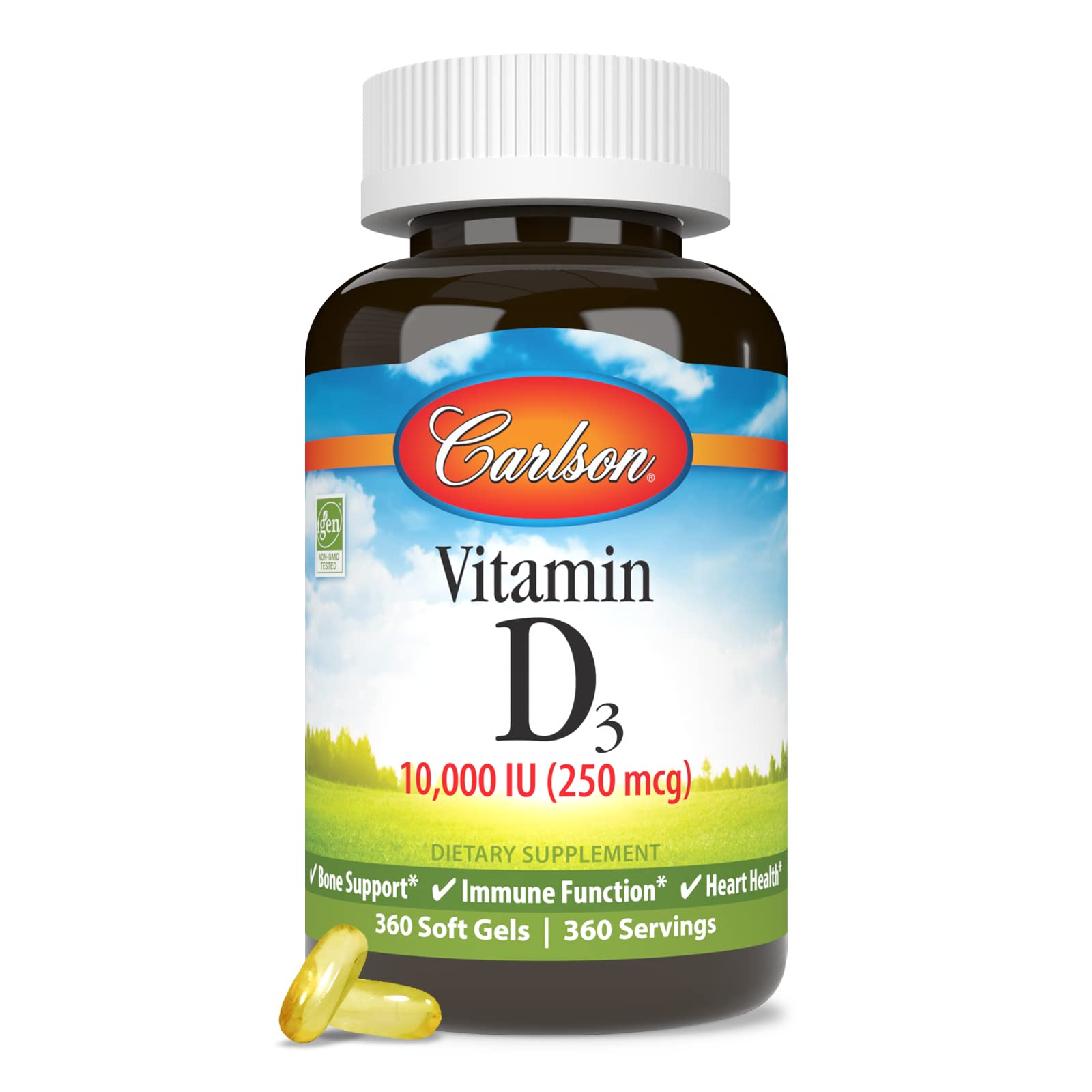 Foto 6 pulgar | Suplemento De Vitamina D3 De Carlson, 10.000 Ui (250 Mcg), 360 Cápsulas Blandas - Venta Internacional.