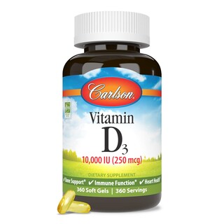 Foto 5 | Suplemento De Vitamina D3 De Carlson, 10.000 Ui (250 Mcg), 360 Cápsulas Blandas - Venta Internacional.