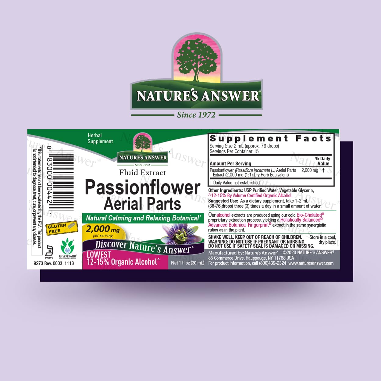 Foto 3 pulgar | Suplemento Nature's Answer Passiflora 60 Ml 2000 Mg - Venta Internacional.