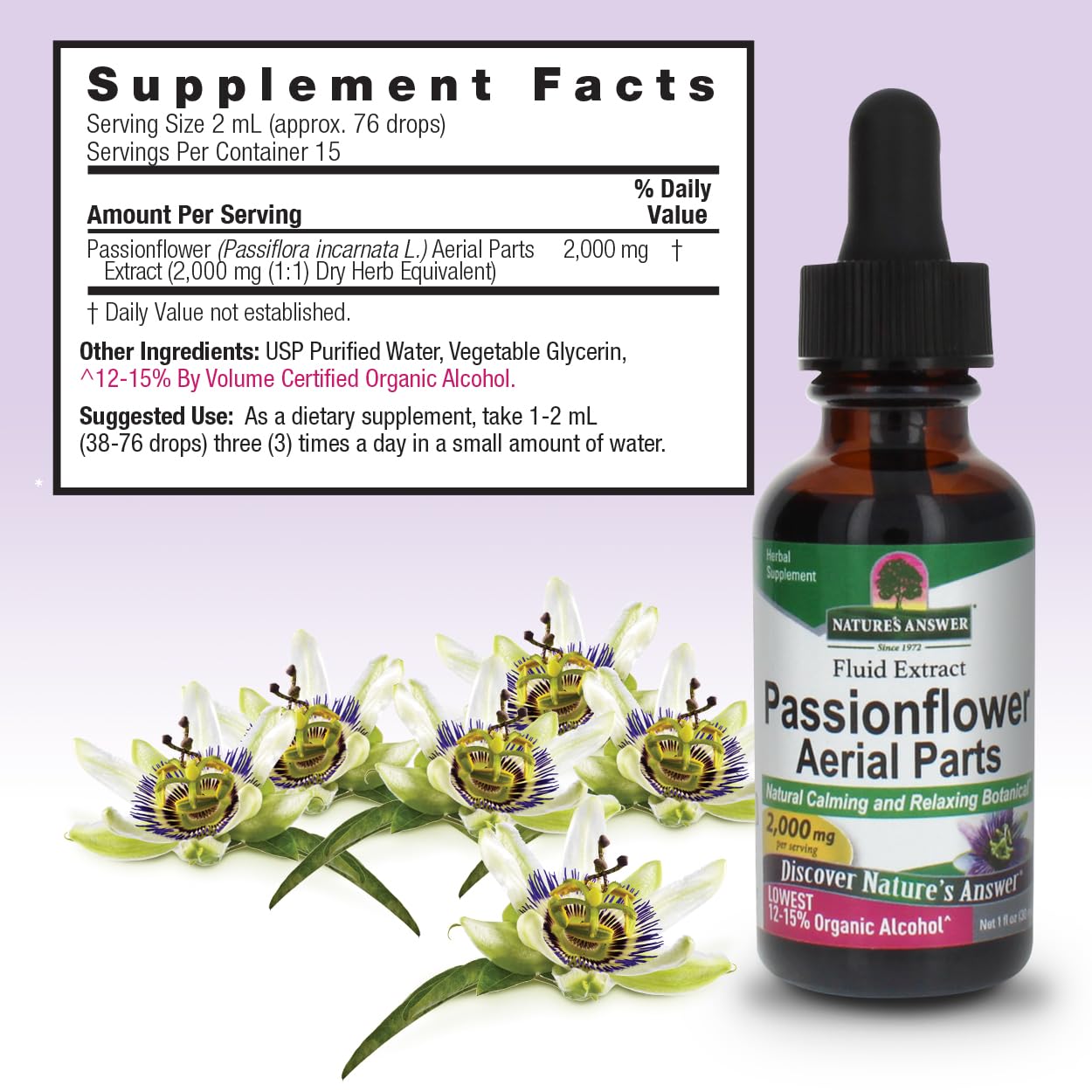 Foto 5 pulgar | Suplemento Nature's Answer Passiflora 60 Ml 2000 Mg - Venta Internacional.