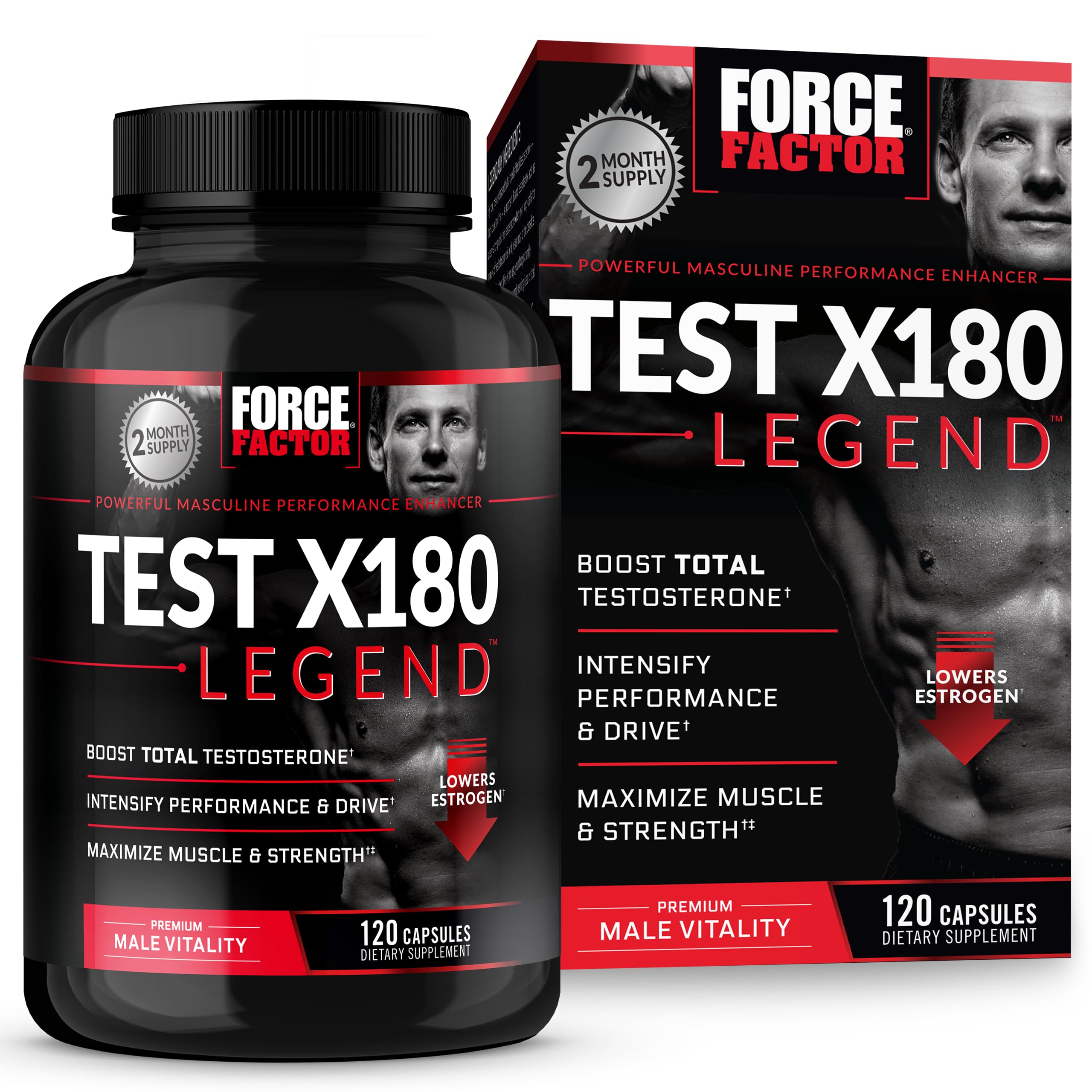 Foto 2 pulgar | Testosterone Booster Force Factor Test X180 Legend 120 Cápsulas - Venta Internacional.