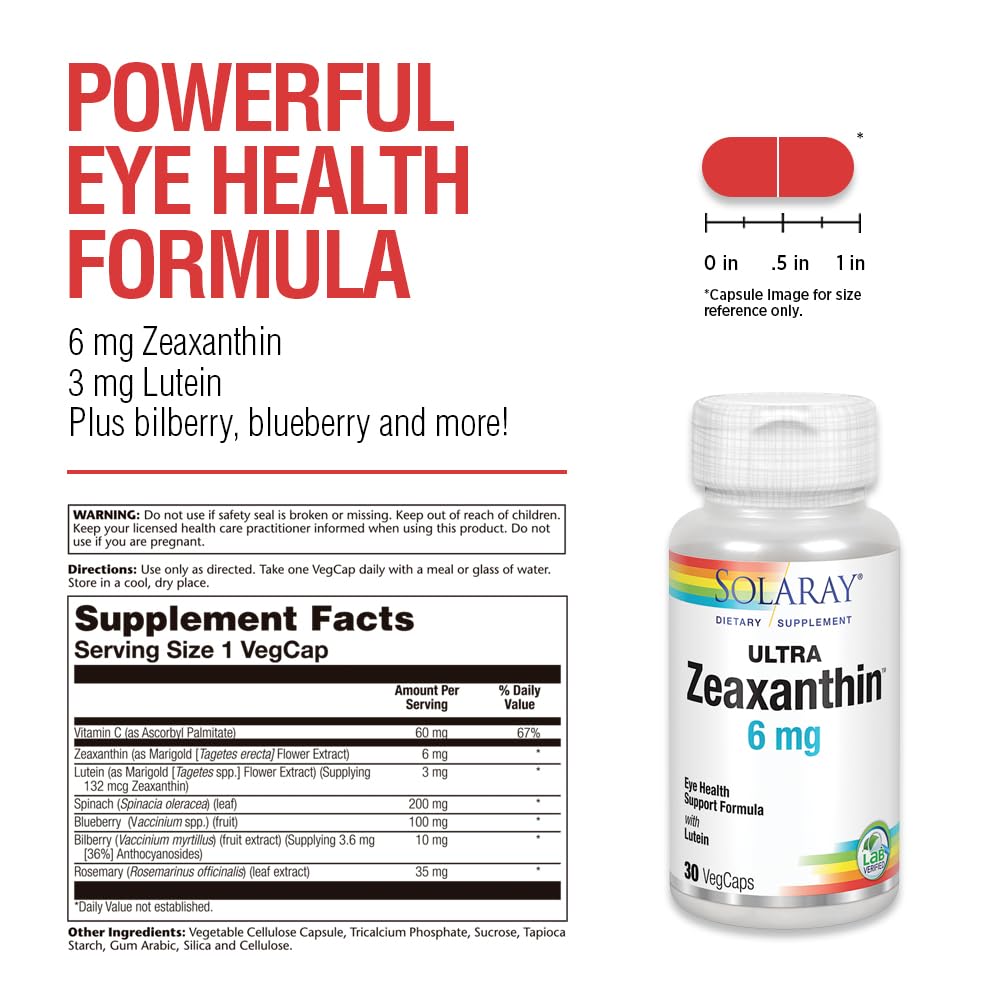 Foto 4 pulgar | Suplemento Solaray Ultra Zeaxantina, 6 Mg, Salud Ocular, 30 Unidades - Venta Internacional.