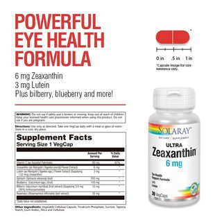 Foto 3 | Suplemento Solaray Ultra Zeaxantina, 6 Mg, Salud Ocular, 30 Unidades - Venta Internacional.