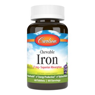 Foto 1 | Suplemento Carlson Chewable Iron 27 Mg Con Sabor A Uva 60 Comprimidos - Venta Internacional.