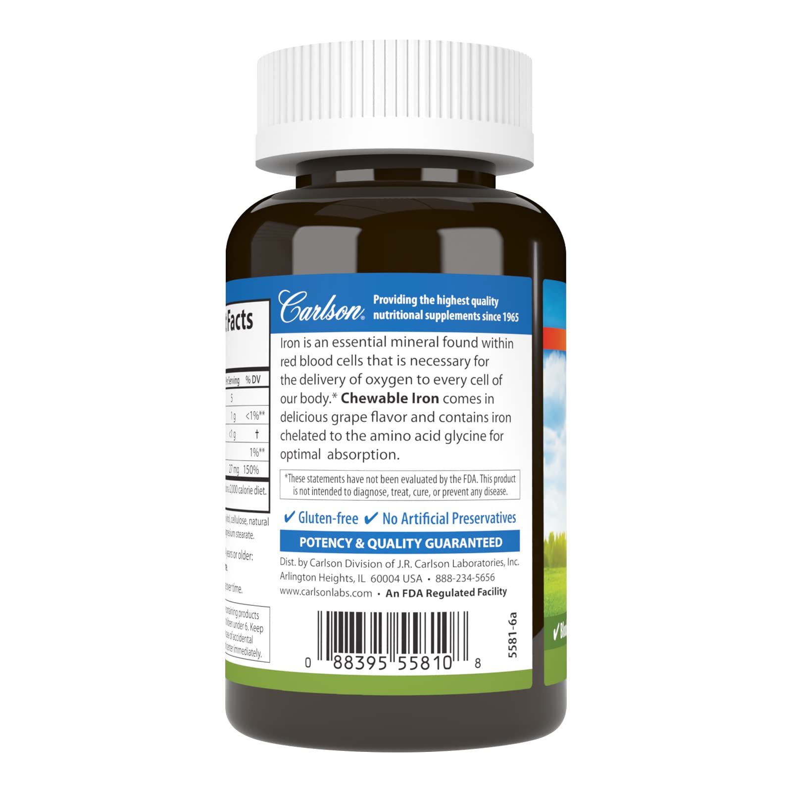 Foto 4 pulgar | Suplemento Carlson Chewable Iron 27 Mg Con Sabor A Uva 60 Comprimidos - Venta Internacional.