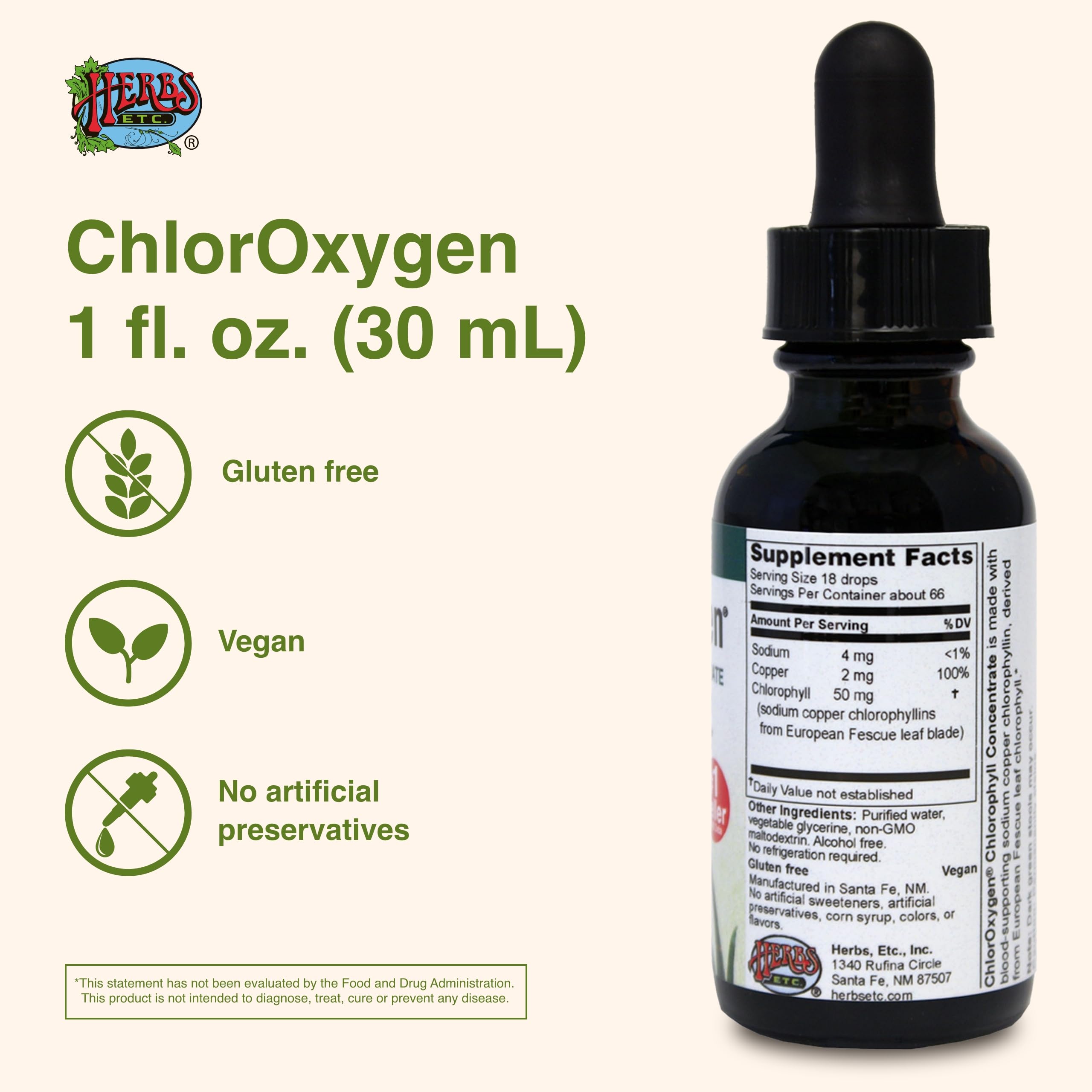 Foto 3 pulgar | Suplemento De Hierbas, Etc. Clorooxígeno, Clorofila, 30 Ml. - Venta Internacional.